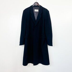 100% Cashmere Size 52 Button Up Long Dark Navy Overcoat Mens XL Frey Darebridge